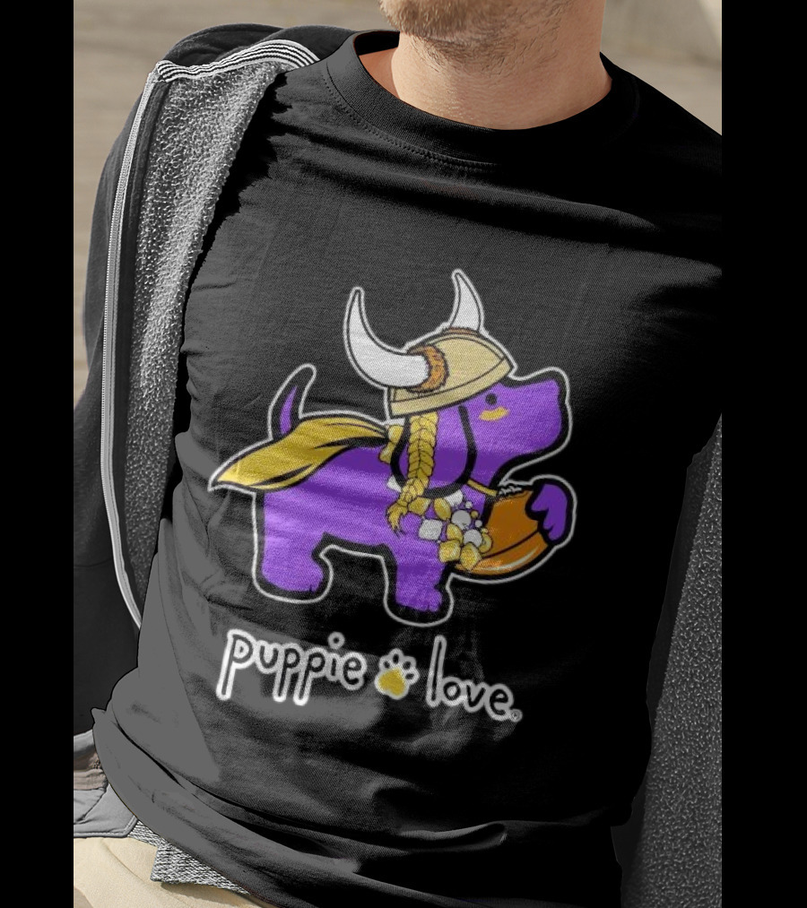 Puppie Love Purple And Gold Viking Pup Minnesota Vikings T-Shirt