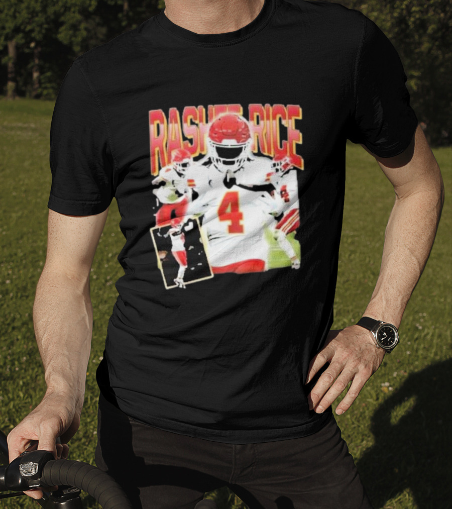 Rashee Rice Football Action 4 Red And White Uniform T-Shirt