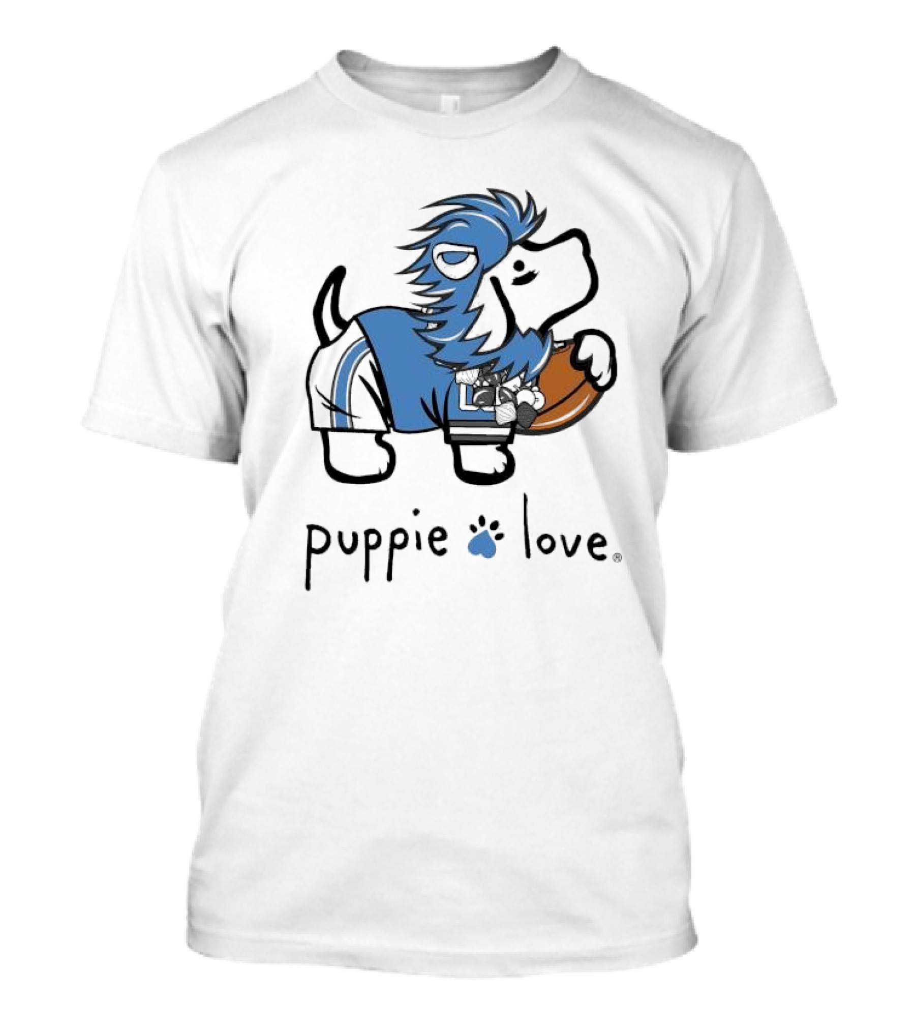 Puppie Love Blue And Silver Mascot Pup Detroit Lions Football T-Shirt