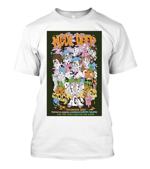 Neck Deep Halloween 2024 Toronto Canada Queen Elizabeth Theatre October 31 With The Home Team And Wic Reds T-Shirt