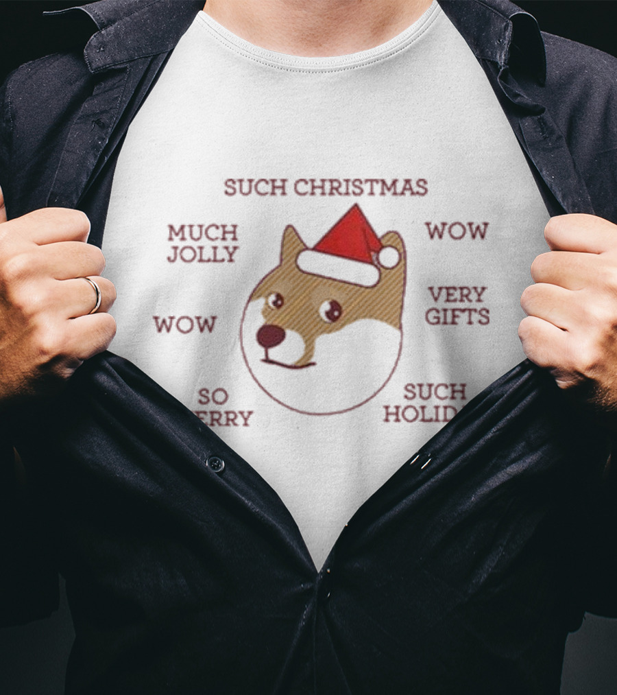 Such Christmas Doge Much Jolly Wow Very Gifts So Merry Such Holiday T-Shirt