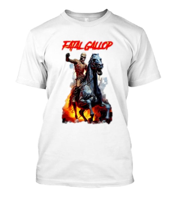 Fatal Gallop Diabolic Fear Black Horror Evil Monster Terror Skeleton Rider Horse Flames T-Shirt