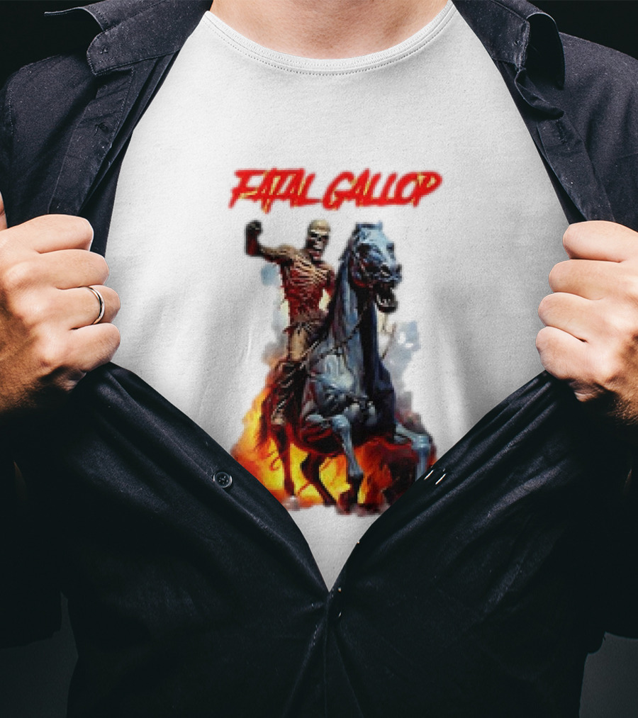 Fatal Gallop Diabolic Fear Black Horror Evil Monster Terror Skeleton Rider Horse Flames T-Shirt