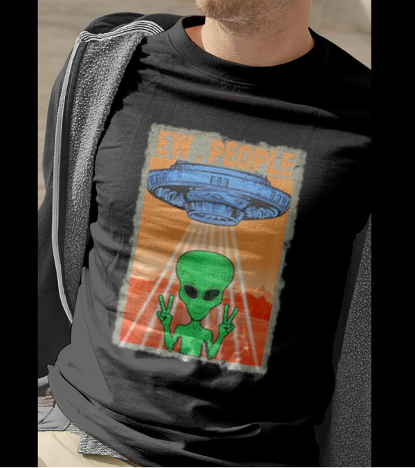 Ew People Alien Peace Sign UFO Spaceship T-Shirt