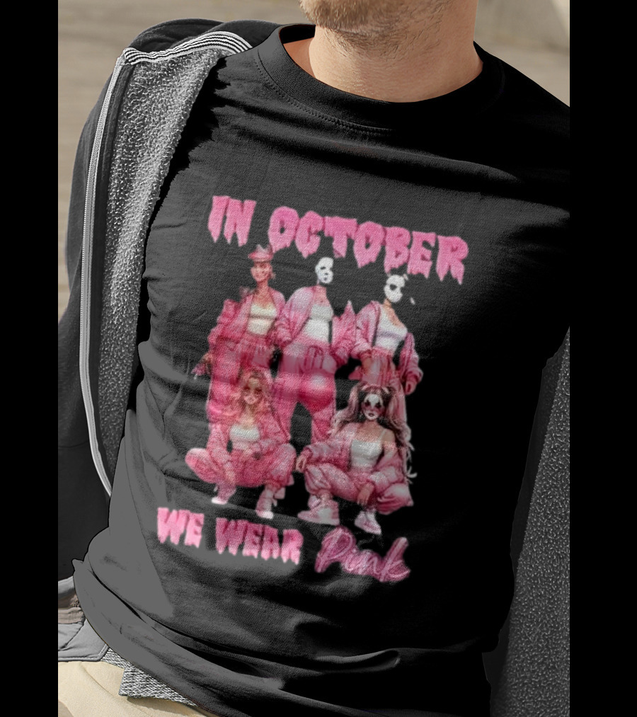 In October We Wear Pink Comadre Crew Horror Movie T-Shirt