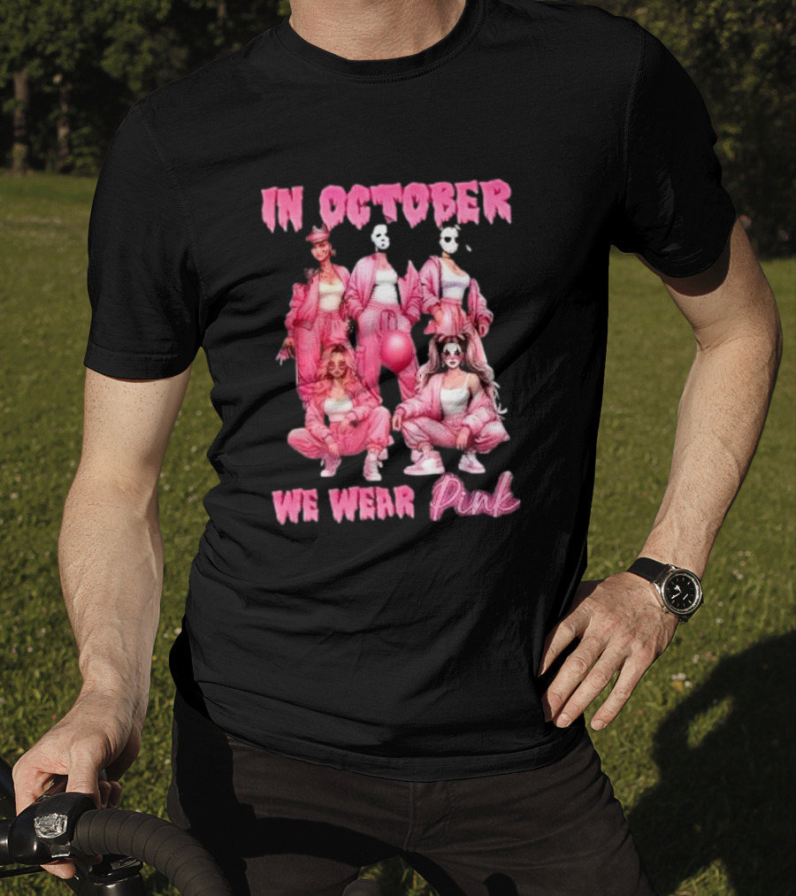 In October We Wear Pink Comadre Crew Horror Movie T-Shirt