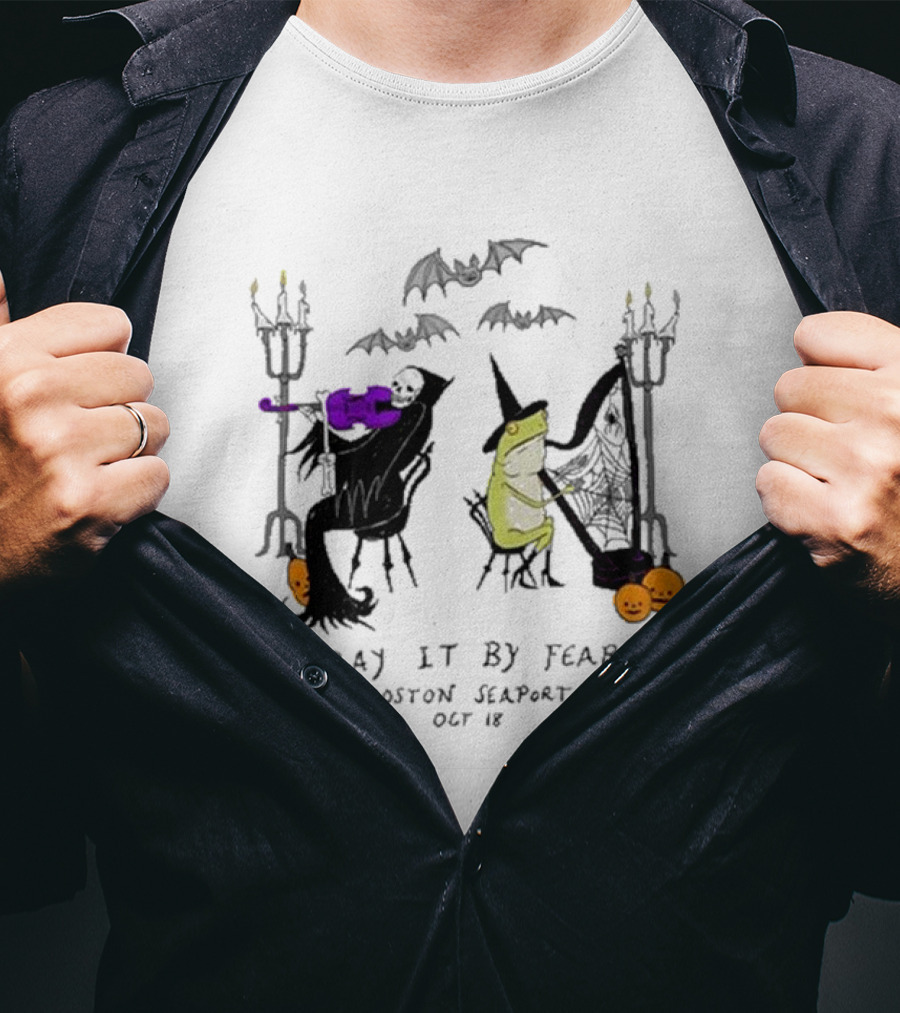 Play It By Fear Bill Crisafi Witch Skeleton Bats Boston Seaport Oct 18 T-Shirt