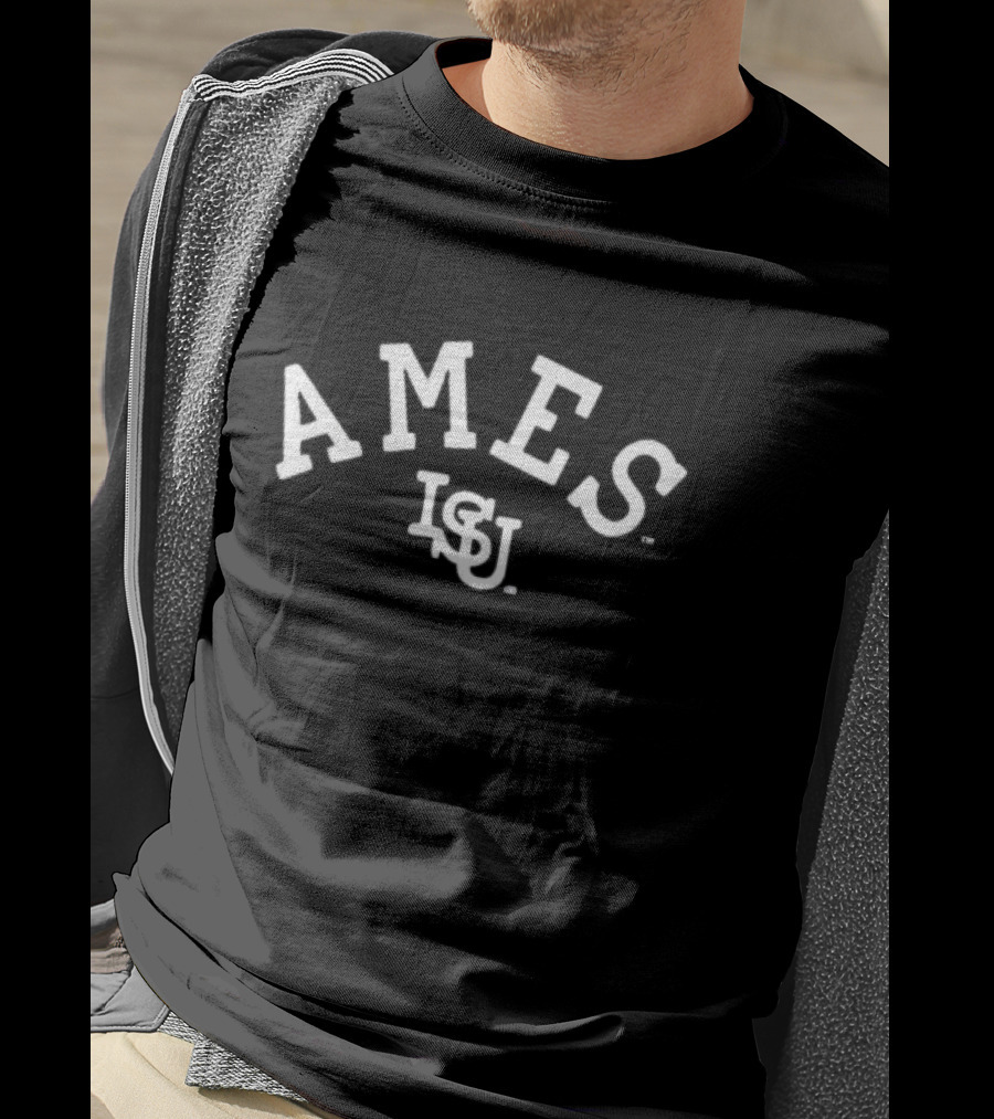 AMES LSU Vintage Curved Heavyweight Charcoal T-Shirt