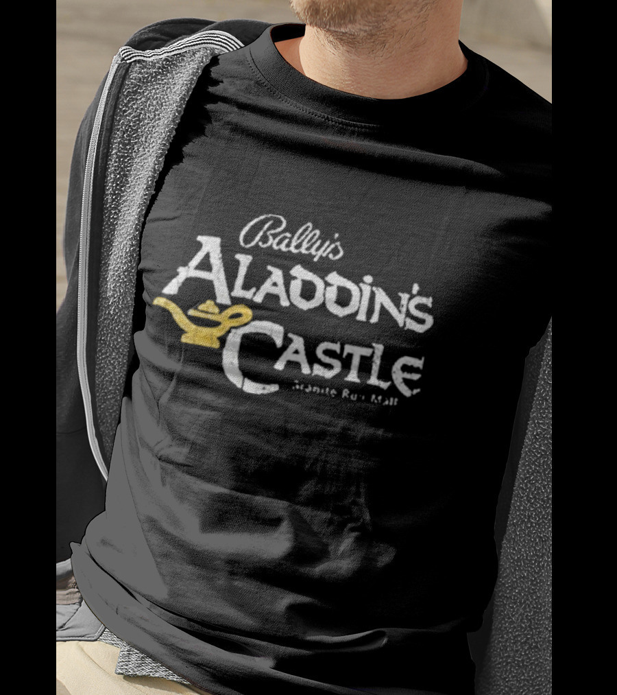 Bally's Aladdin's Castle Arcade Granite Run Mall Iconic Yellow Magic Lamp T-Shirt