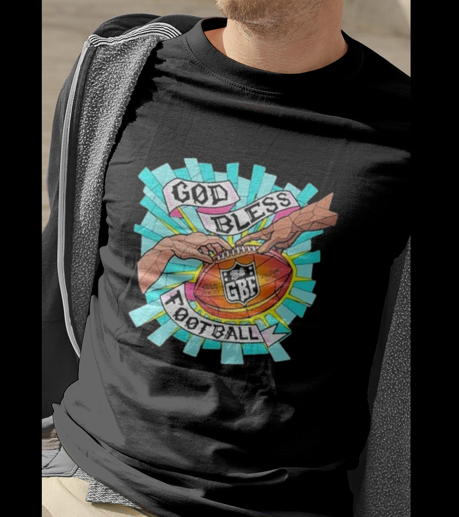 God Bless Football Stained Glass GBF Football Hands Iconic T-Shirt