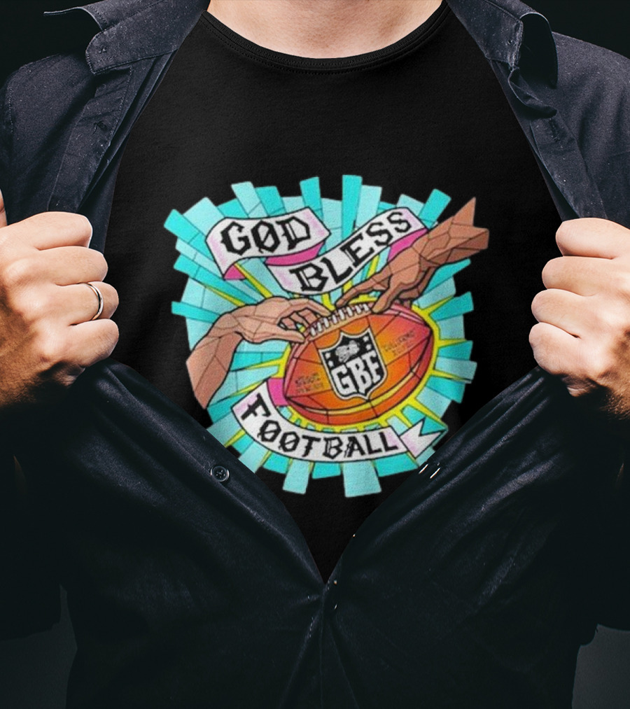 God Bless Football Stained Glass GBF Football Hands Iconic T-Shirt