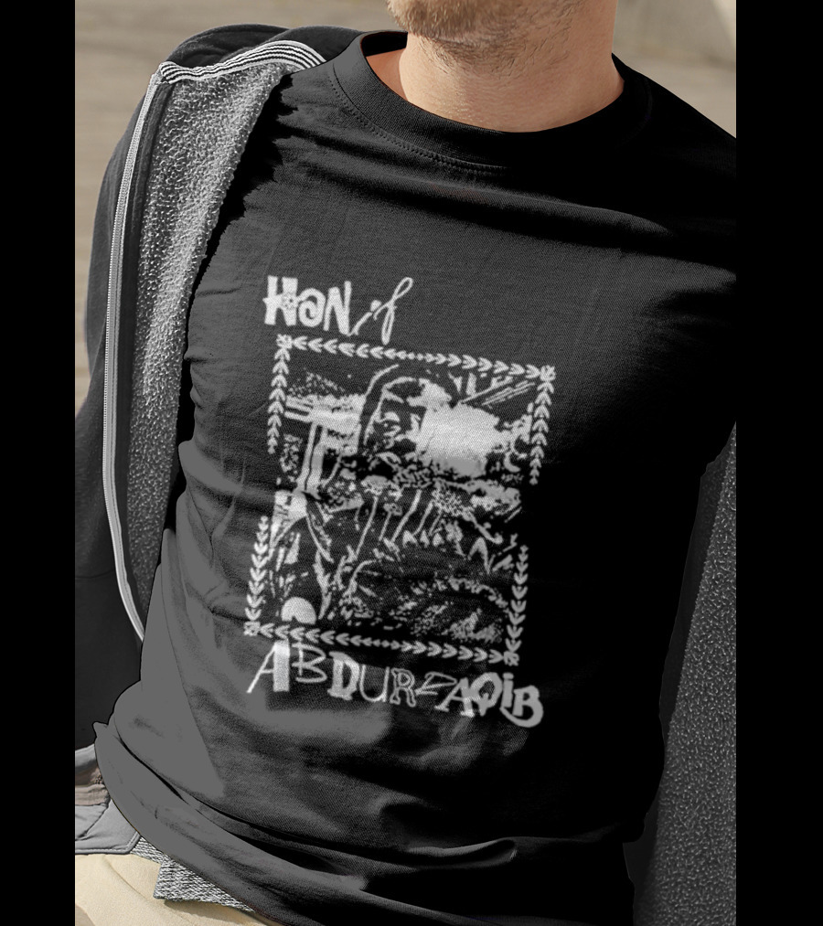 Hanif Abdurraqib Vibrant Monochrome Portrait With Ornamental Border T-Shirt