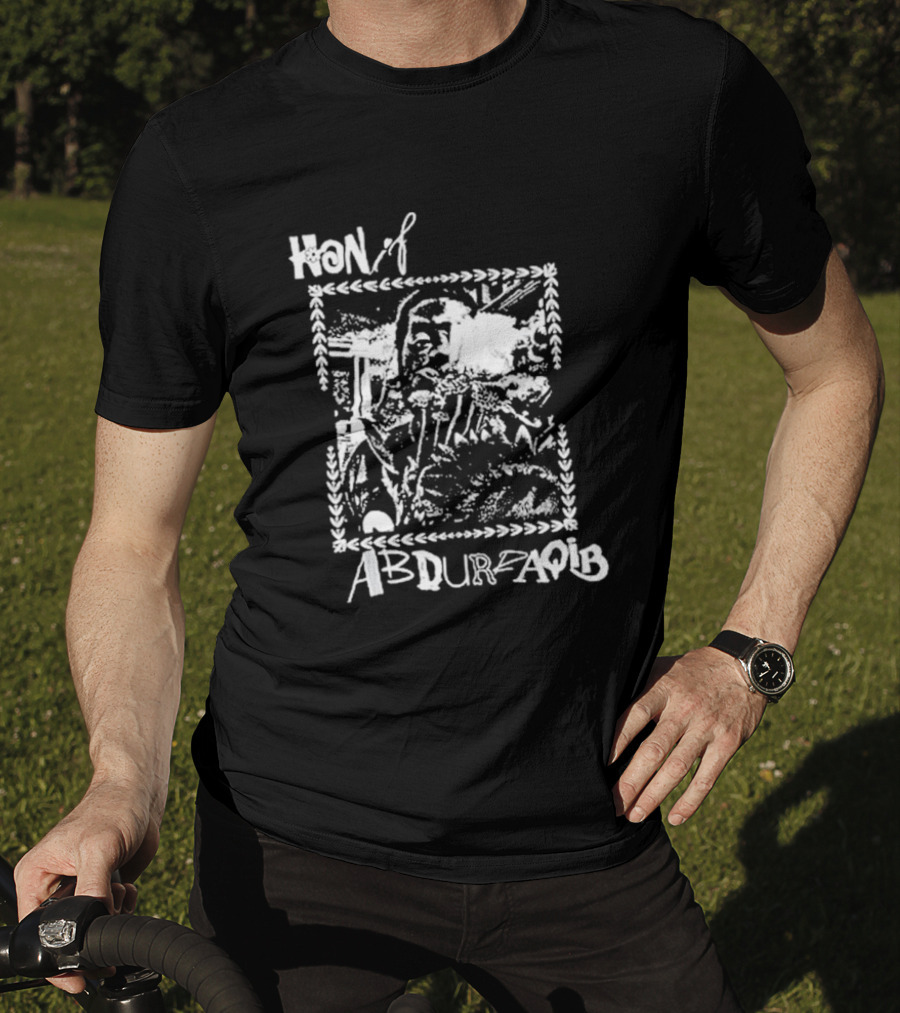 Hanif Abdurraqib Vibrant Monochrome Portrait With Ornamental Border T-Shirt