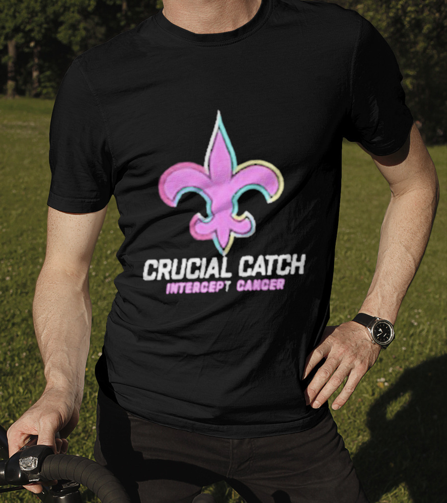 Crucial Catch Intercept Cancer Saints Fleur-de-Lis T-Shirt