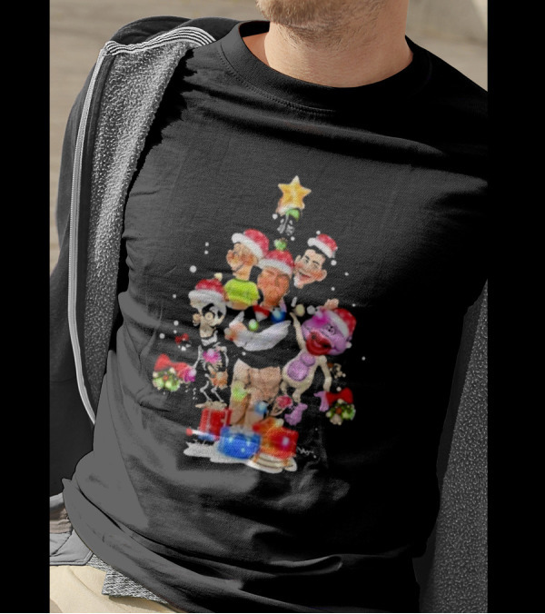 Jeff Dunham Christmas Tree With Characters And Star Holiday T-Shirt