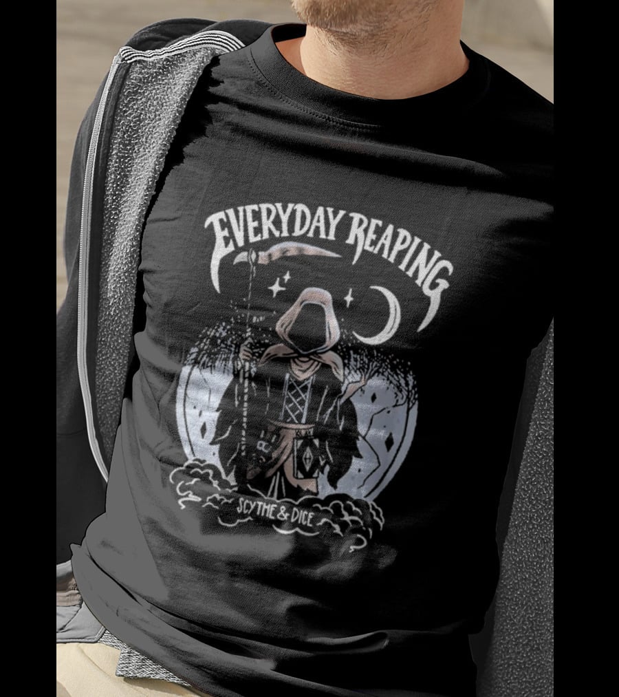 Everyday Reaping Scythe And Dice Moon Cloak T-Shirt