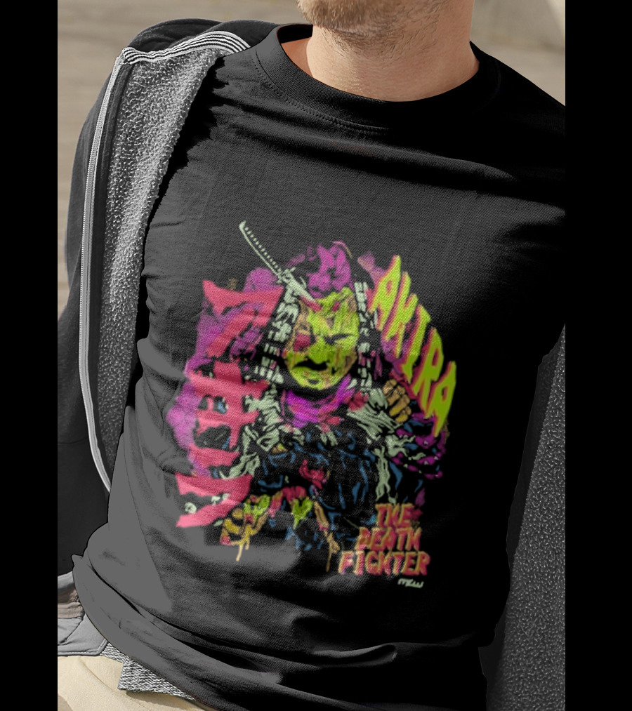 Akira Zombie Samurai Death Fighter In Neon Colors T-Shirt