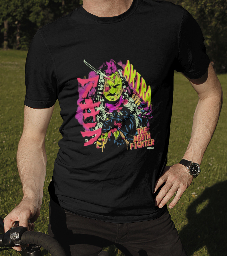Akira Zombie Samurai Death Fighter In Neon Colors T-Shirt