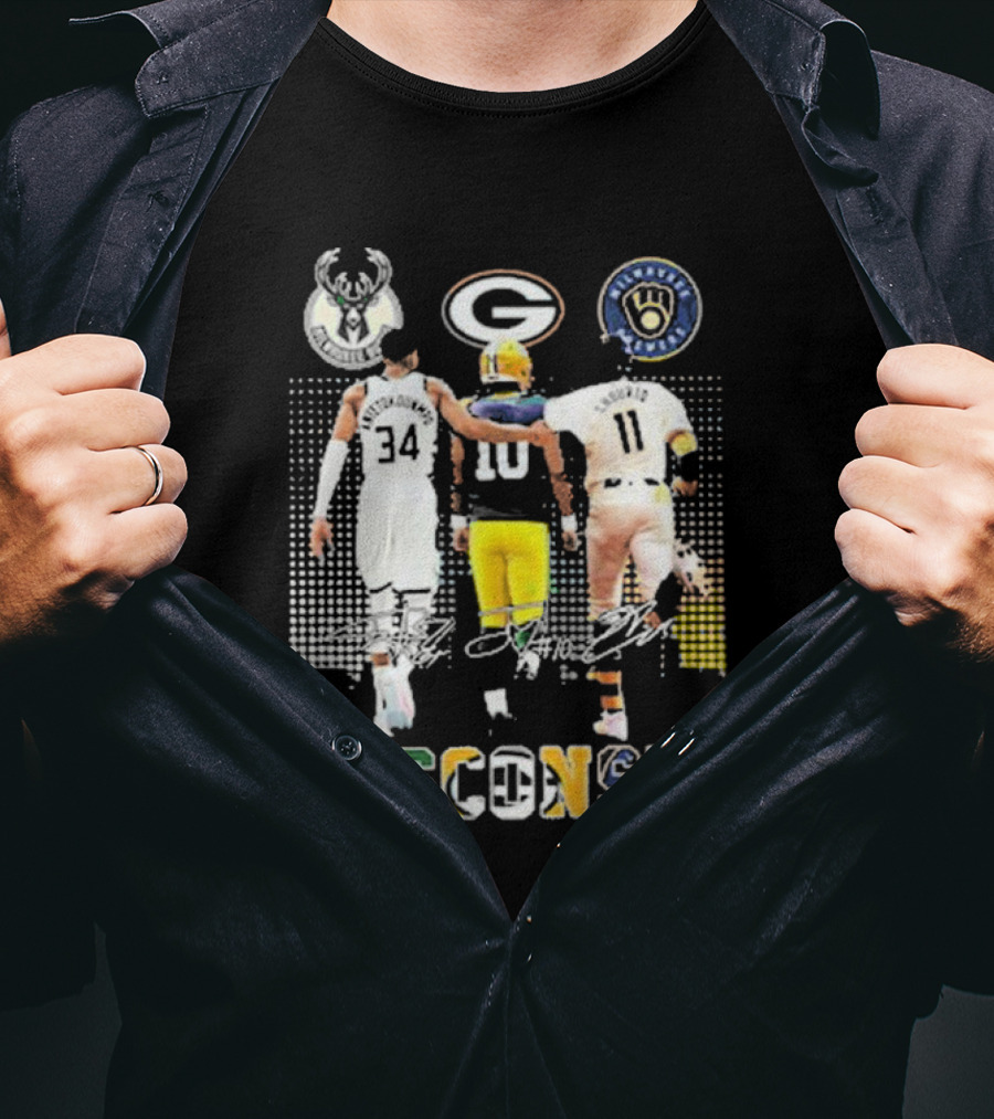 Antetokounmpo Jordan Love Chourio Wisconsin Bucks Packers Brewers T-Shirt