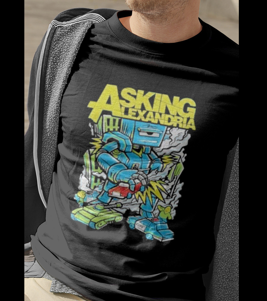 Asking Alexandria Killer Robot Blue And Green Electric Mech T-Shirt