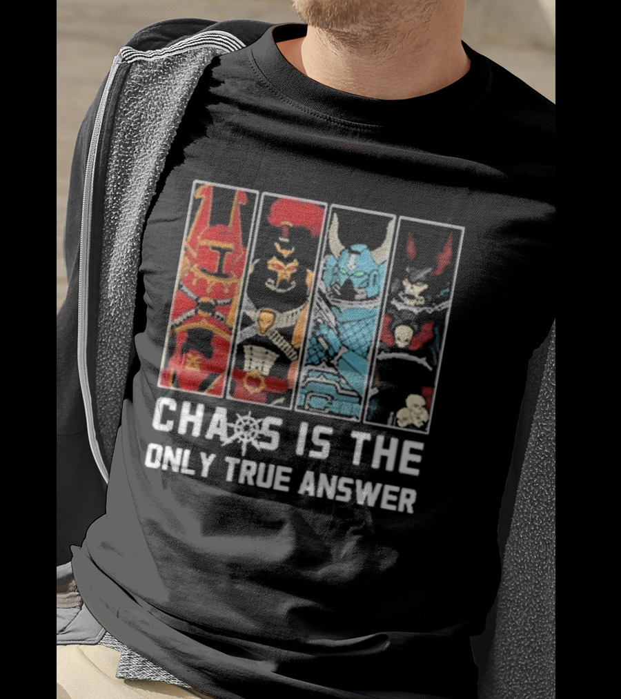 Chaos Is The Only True Answer Warhammer 40k Helms And Skulls Quadrant T-Shirt