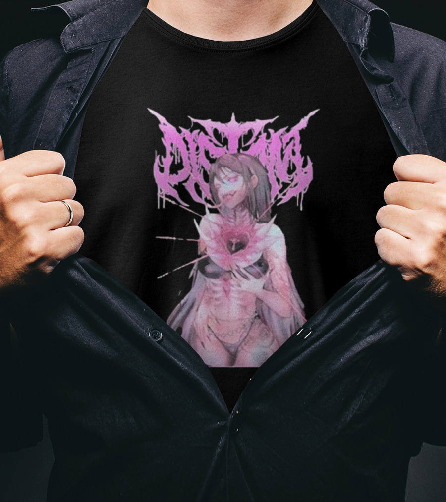 Distant Pink Anime Character With Heart Tattoo T-Shirt