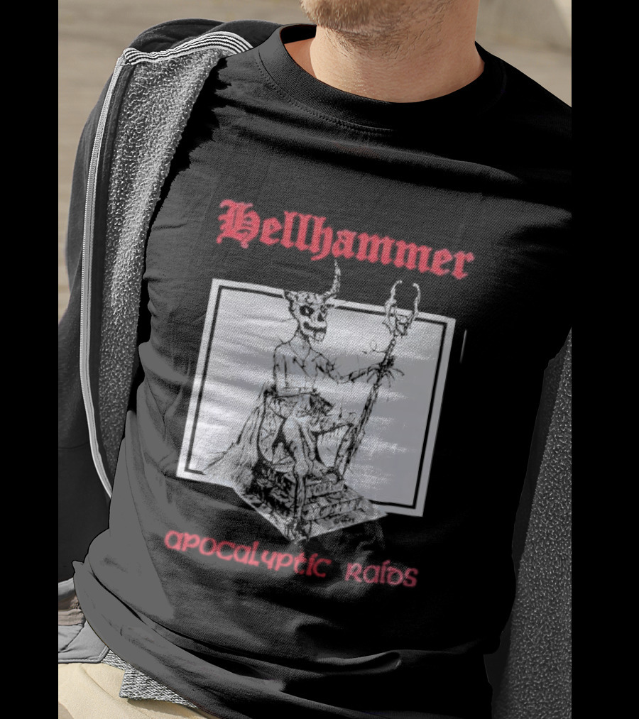 Hellhammer Apocalyptic Raids Horned Figure With Runes T-Shirt