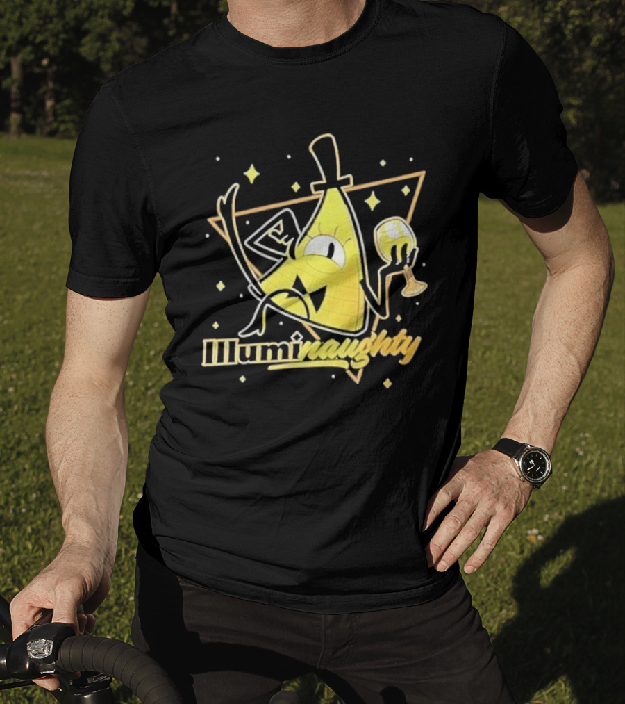 Illuminati Illuminaughty Triangle Cartoon With Wine Glass T-Shirt