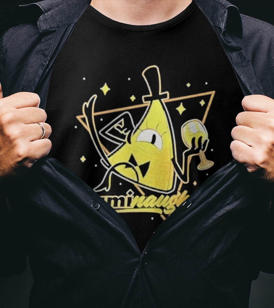 Illuminati Illuminaughty Triangle Cartoon With Wine Glass T-Shirt