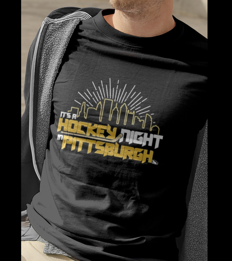 It's A Hockey Night In Pittsburgh Yinz Skyline T-Shirt