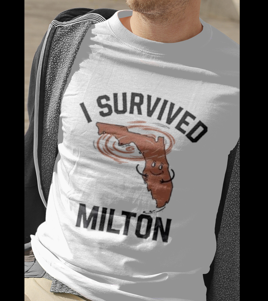 I Survived Milton Florida Super Storm Swirling Cartoon Map T-Shirt