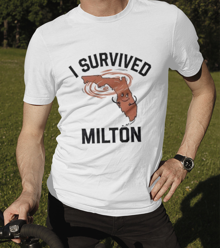 I Survived Milton Florida Super Storm Swirling Cartoon Map T-Shirt