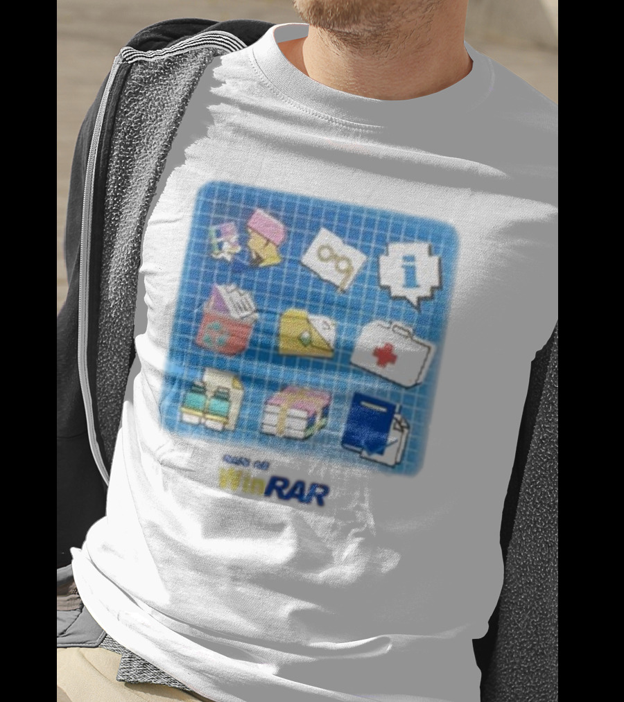 WinRAR Software Update Icon Grid With Colorful Symbols T-Shirt