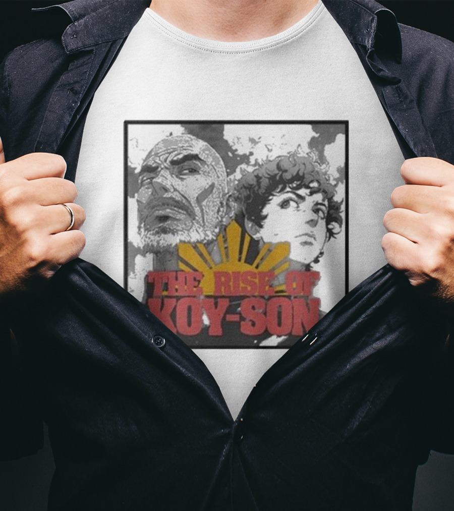 The Rise Of Koy-Son Jo Koy Anime Style Featuring Bold Portraits And Yellow Sun T-Shirt