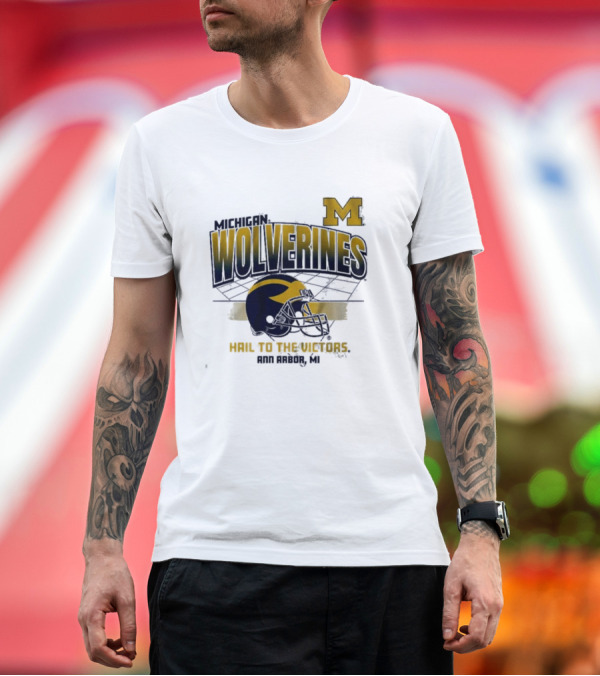 Premium T-Shirt: Michigan Wolverines Helmet Hail to the Victors Ann Arbor MI T-Shirt Michigan Wolverines Helmet Hail to the Victors Ann Arbor MI T-Shirt