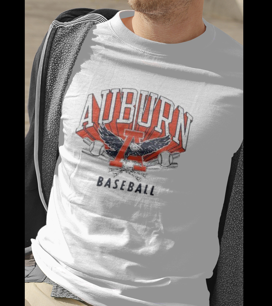 Auburn University Baseball Eagle Logo With Bats And Baseballs T-Shirt