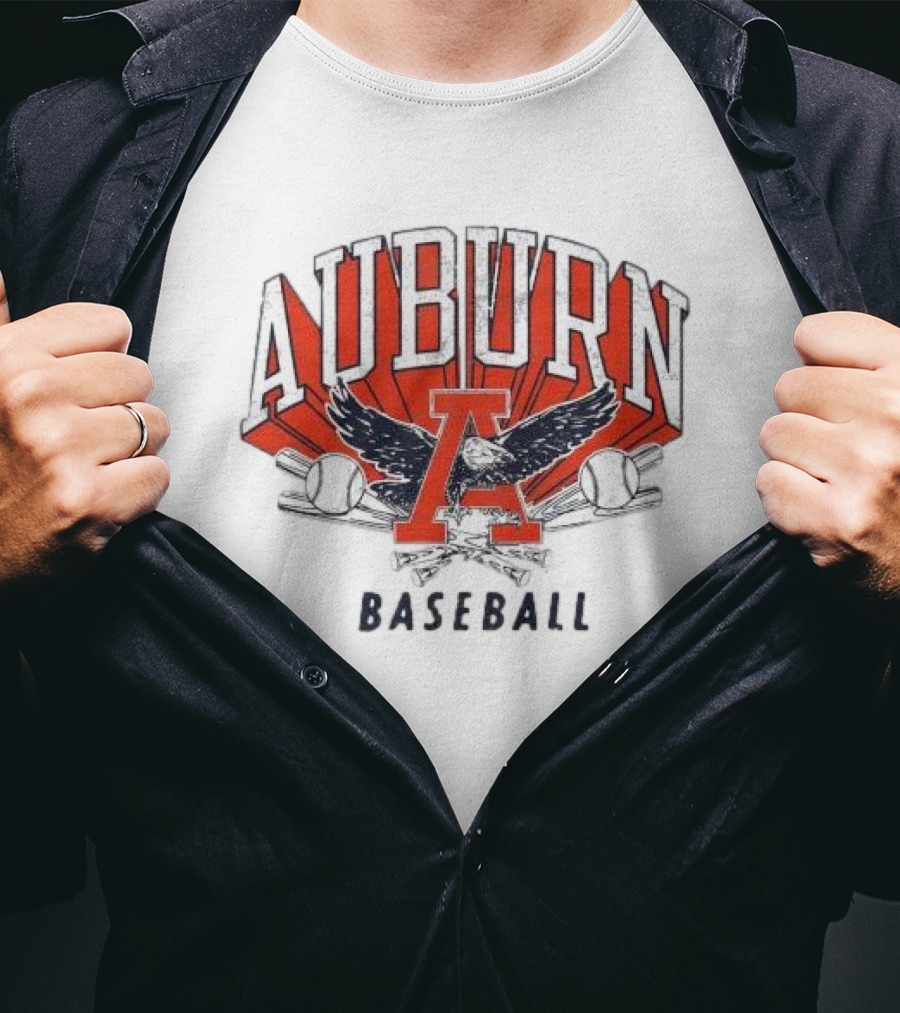 Auburn University Baseball Eagle Logo With Bats And Baseballs T-Shirt