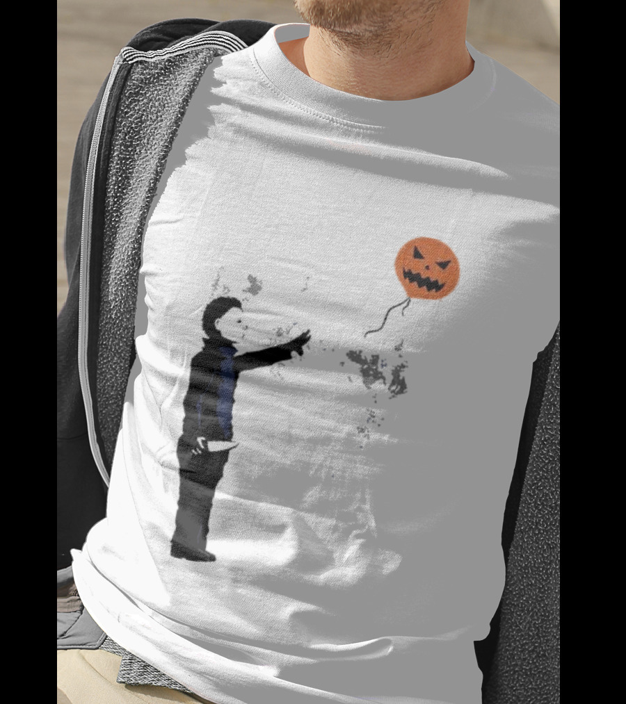 Ballooween Banksy Balloon Girl Meets Michael Myers Terror Horror Balloon T-Shirt