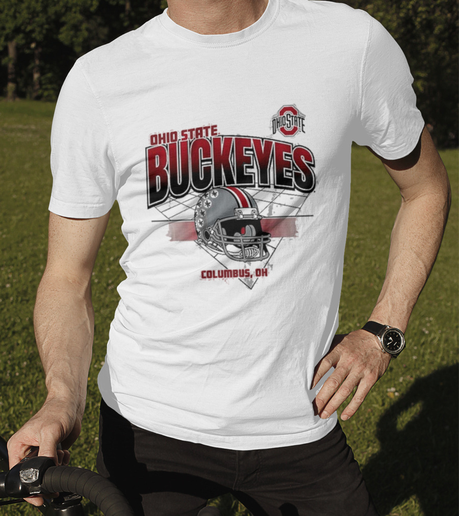 Ohio State Buckeyes Football Helmet Columbus OH Grid T-Shirt
