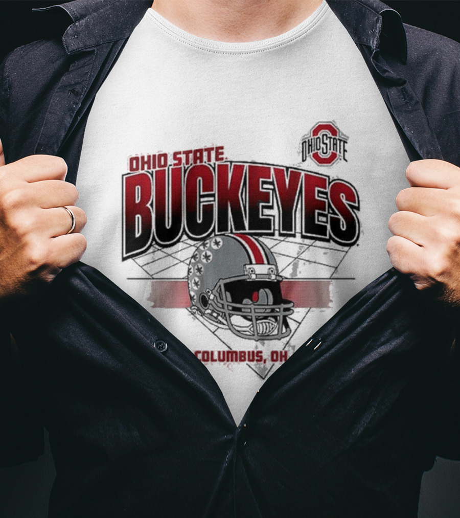 Ohio State Buckeyes Football Helmet Columbus OH Grid T-Shirt