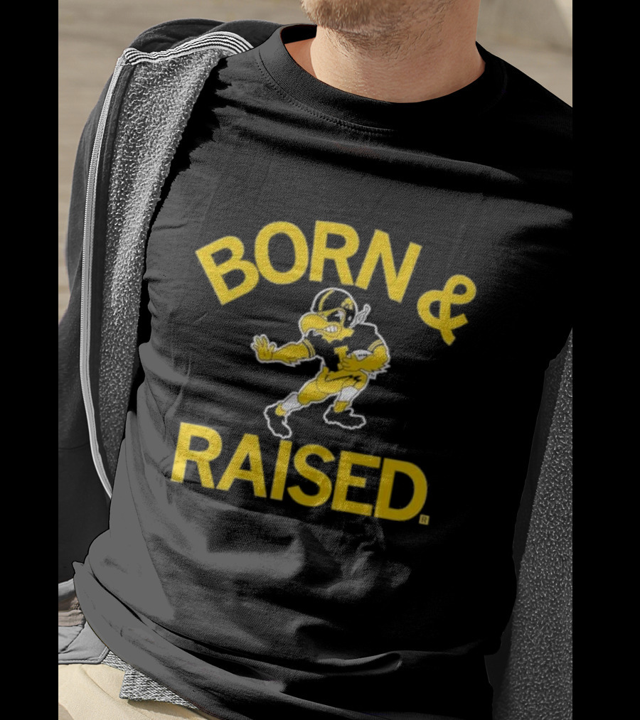 Hawkeyes Born And Raised Vintage Heavyweight Football T-Shirt