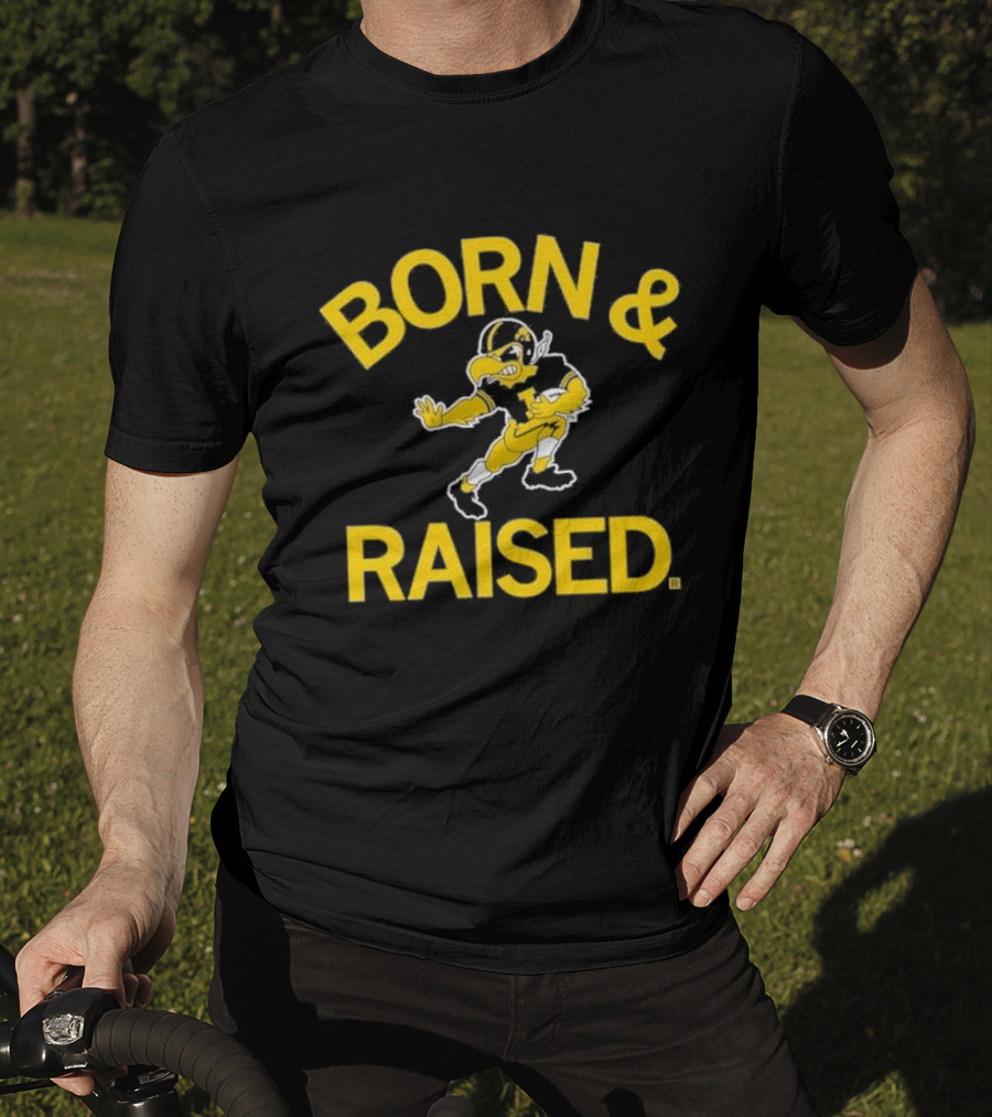 Hawkeyes Born And Raised Vintage Heavyweight Football T-Shirt