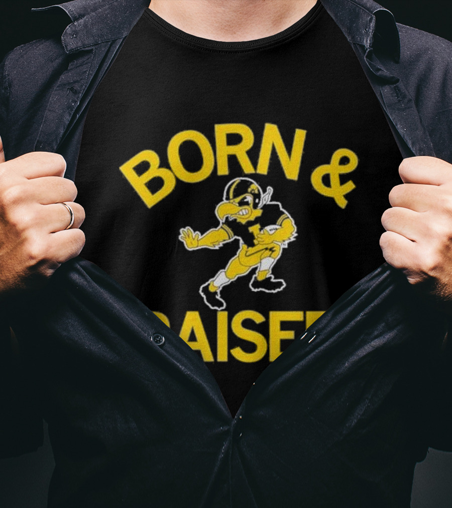 Hawkeyes Born And Raised Vintage Heavyweight Football T-Shirt