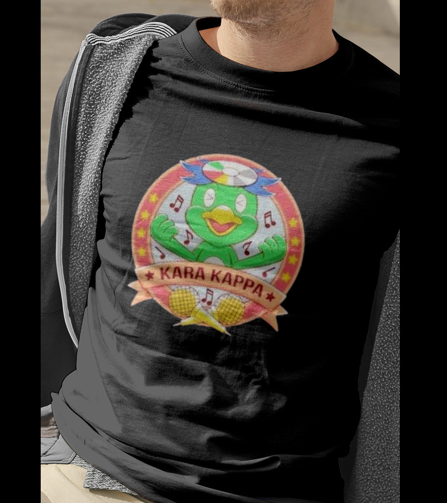 Karaoke Kappa Music Japan Monster Kara Kappa Music Notes Cartoon T-Shirt