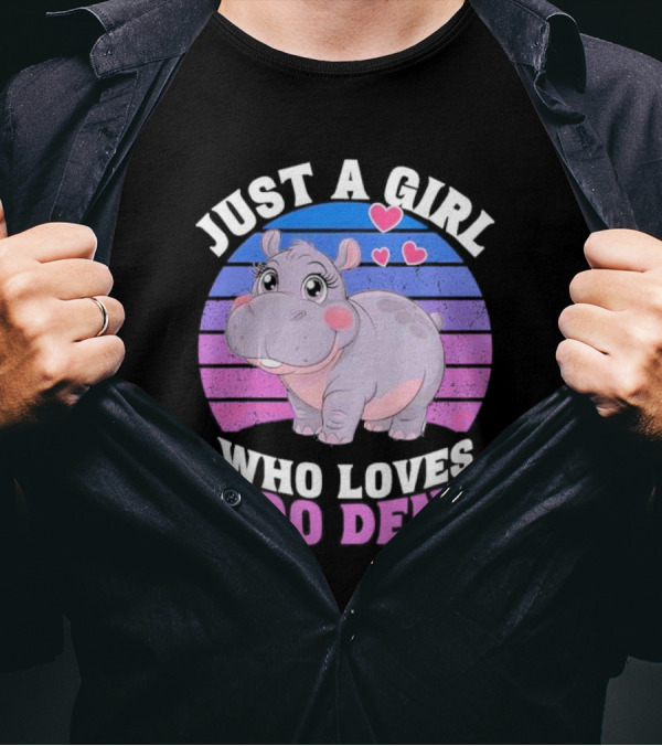 Just A Girl Who Loves Moo Deng Cute Hippo With Hearts T-Shirt