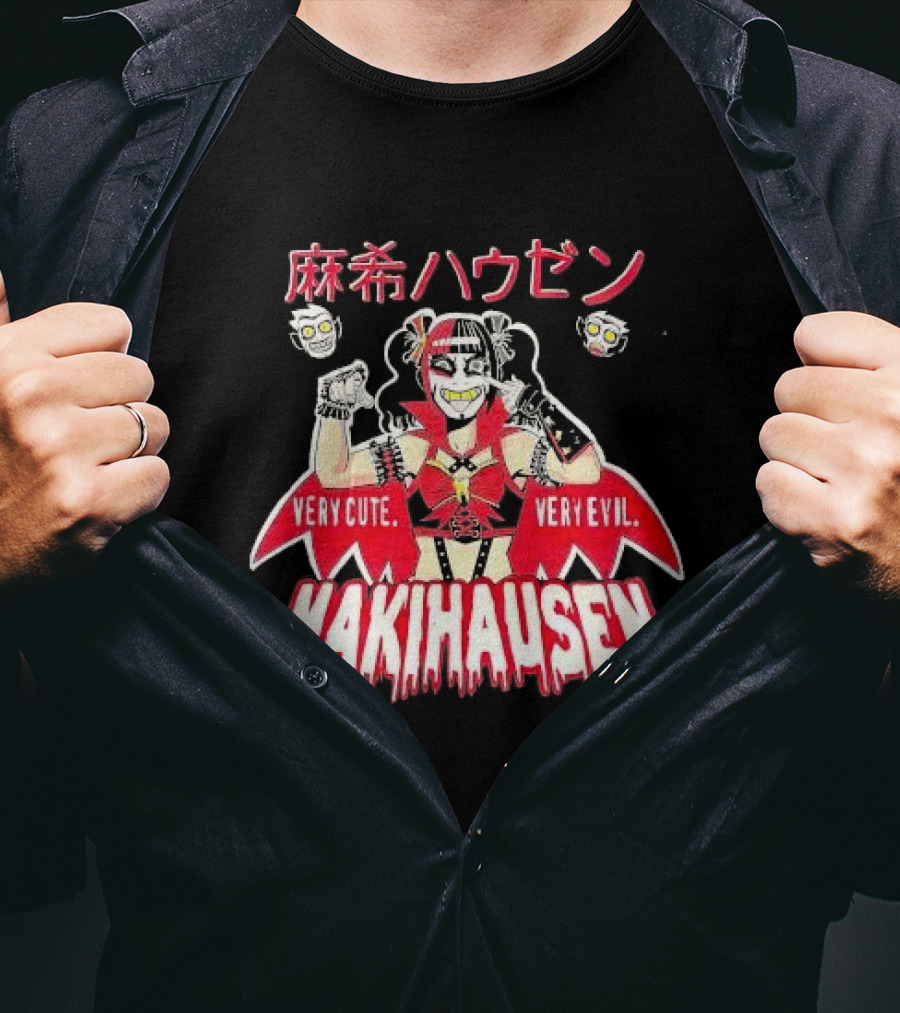 Very Cute Very Evil Makihausen Japanese Text Cartoon Character T-Shirt