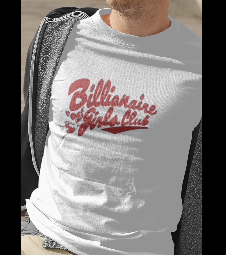 Billionaire Girls Club Script Logo With Hearts And Dancing Figure T-Shirt
