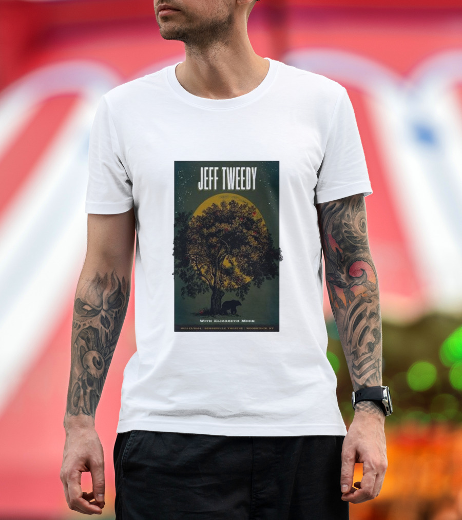 Jeff Tweedy With Elizabeth Moen October 11-13 2024 Bearsville Theater Woodstock NY Tour Silhouette and Bear T-Shirt