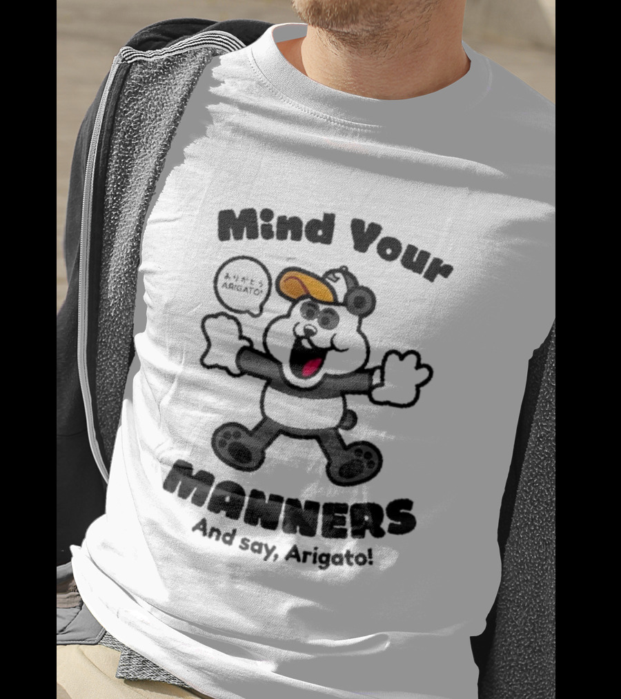 Mind Your Manners And Say Arigato Cartoon Character T-Shirt