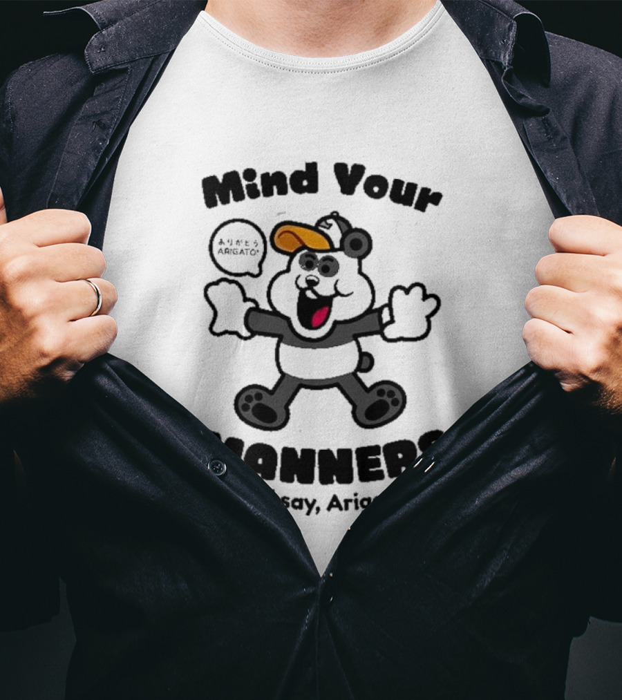 Mind Your Manners And Say Arigato Cartoon Character T-Shirt